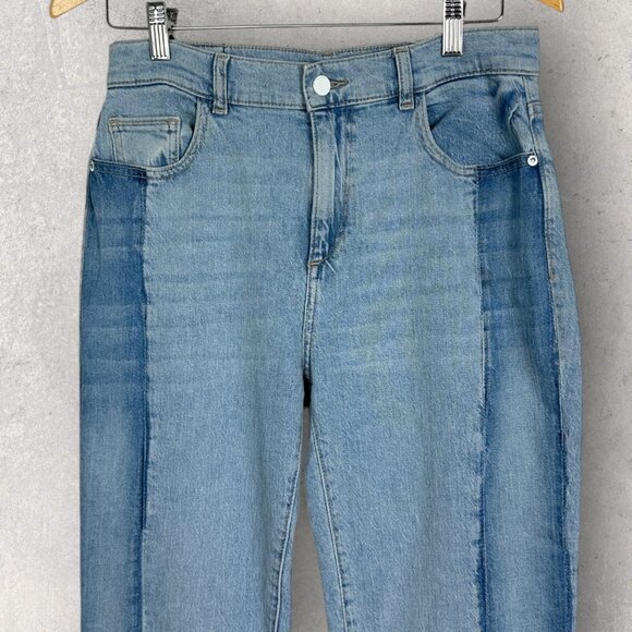 DL1961 Patti Straight High Rise Vintage Jeans Patchwork Power Blue Mixed Size 27 - Picture 5 of 16
